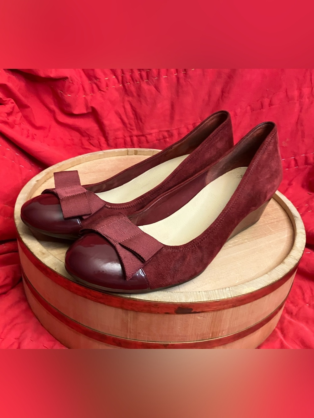 Cole Haan Suede Leather Tali Bow Wedges Size 9